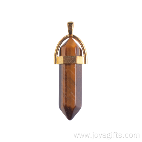 Wholesale Jewelry Gold Plated Bullet Shape Men Natural Stones Pendant Necklace